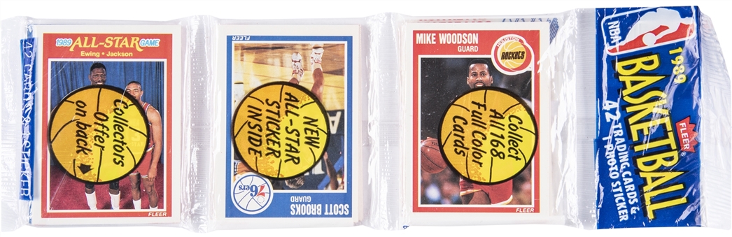 1989/90 Fleer Basketball Unopened Rack Pack – Michael Jordan and Michael Jordan "All-Star Sticker" Cards Showing!